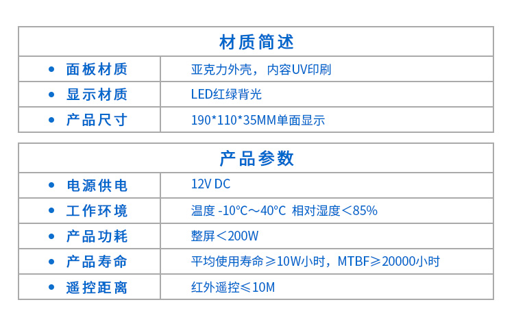 廁所門頭狀態(tài)顯示產品參數(shù) 廁所門頭狀態(tài)顯示產品參數(shù)