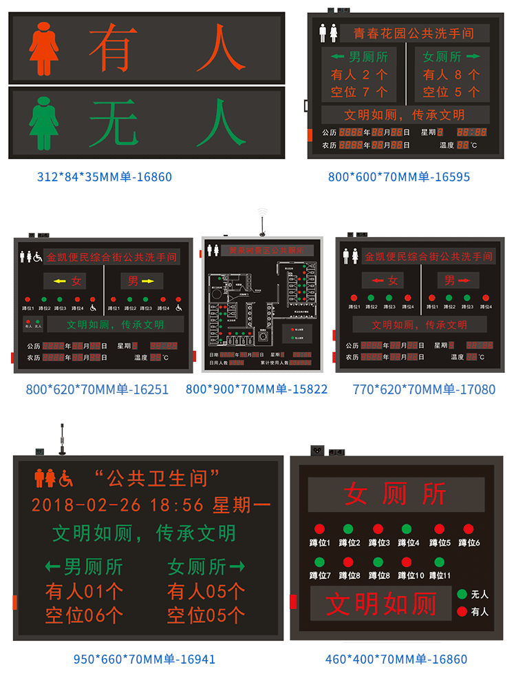 廁所有人無(wú)人狀態(tài)顯示屏案例參考