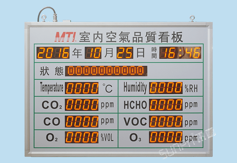 定制室內外空氣品質電子看板LED顯示屏氧氣甲醛廢氣臭氧溫濕度二氧化碳RS485通訊屏