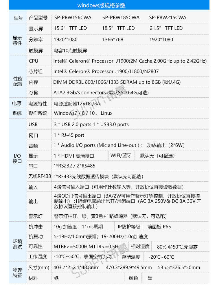 工業一體機參數 工業一體機參數