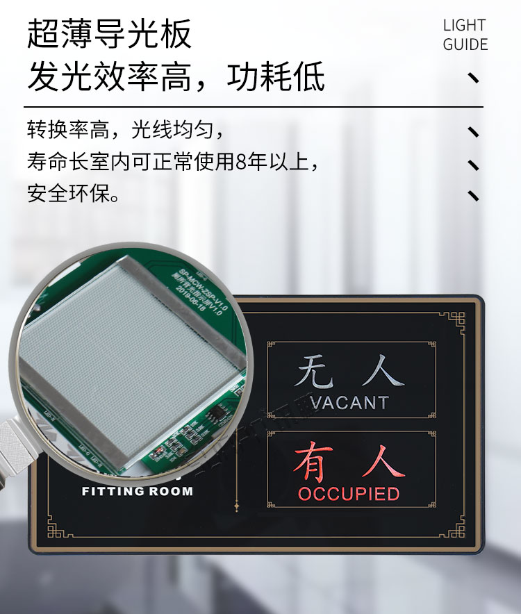 試衣間有人無人顯示牌材質(zhì)介紹