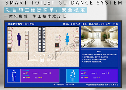 唐山站候車室衛(wèi)生間智能顯示屏_訊鵬案例 