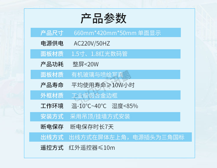 電子看板產品參數