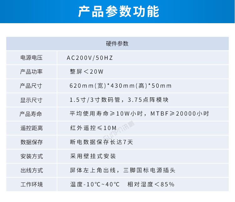 倒計時牌-產品參數