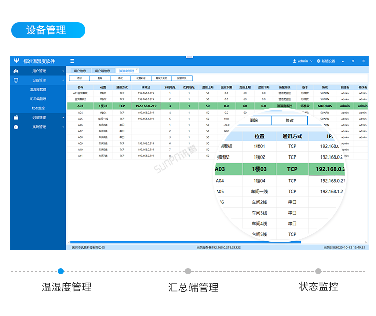 訊鵬環境監控管理系統-客戶端界面