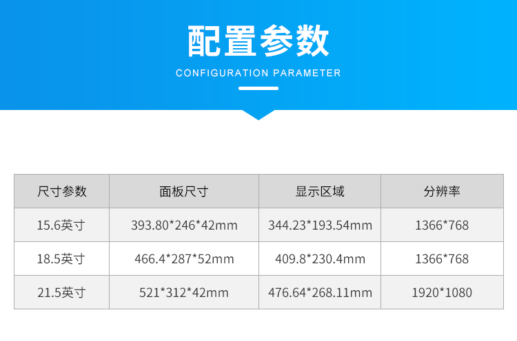 工業觸摸一體機-配置參數