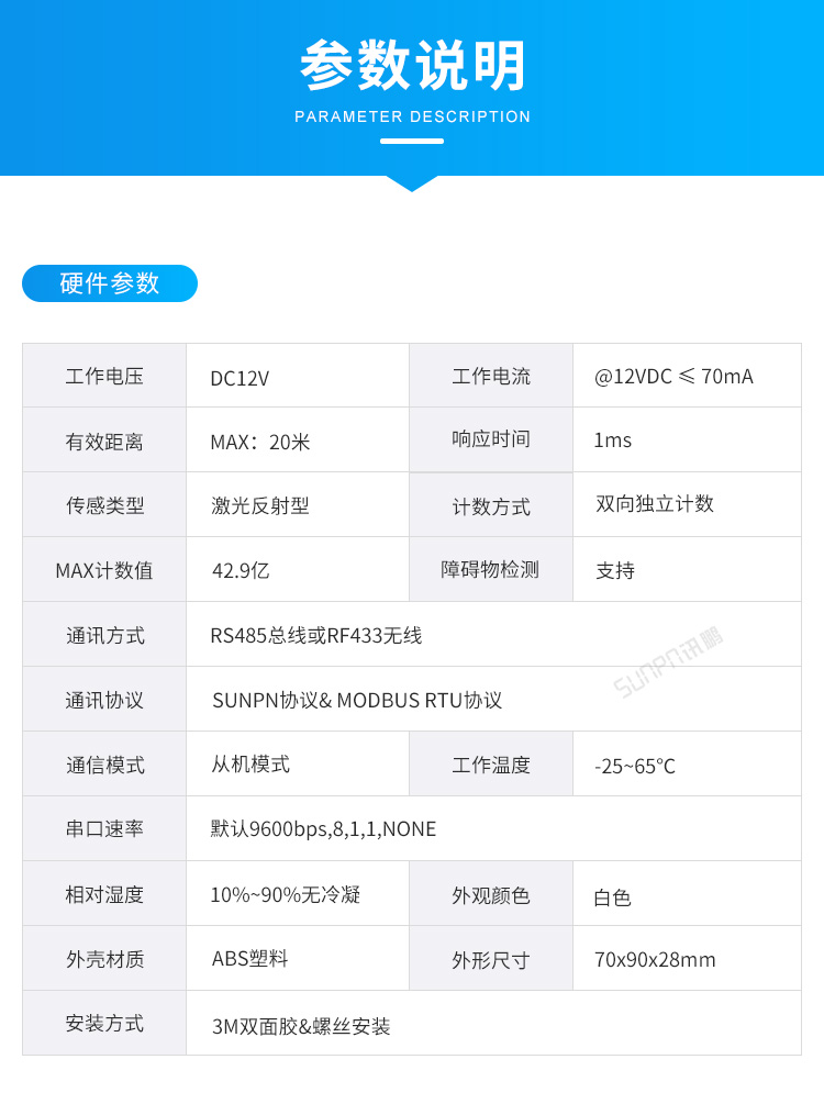人流量計數器-產品參數