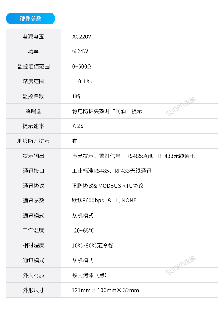 ESD防靜電監控儀-硬件參數 ESD防靜電監控儀-硬件參數