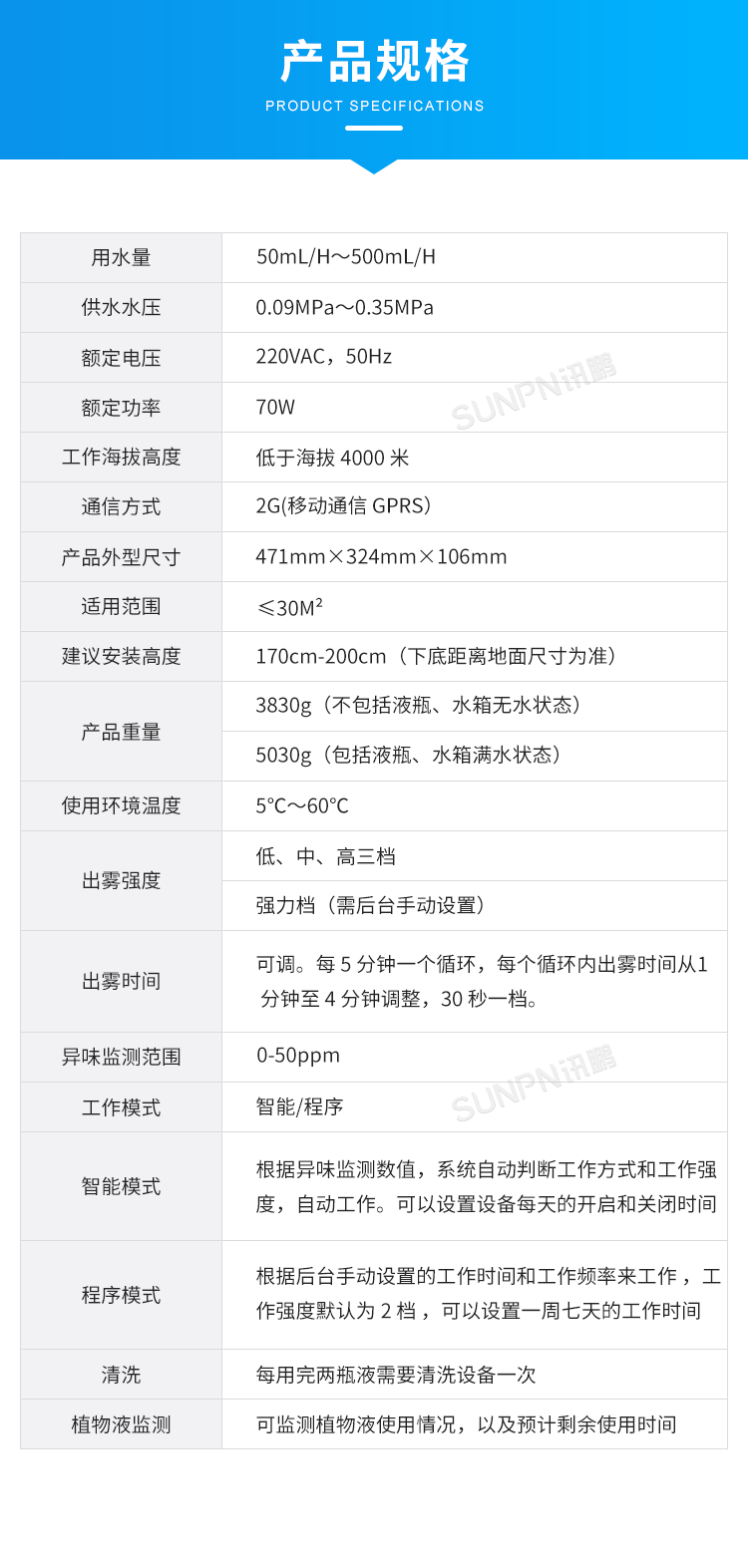 公廁智能除臭殺菌機-產品規格